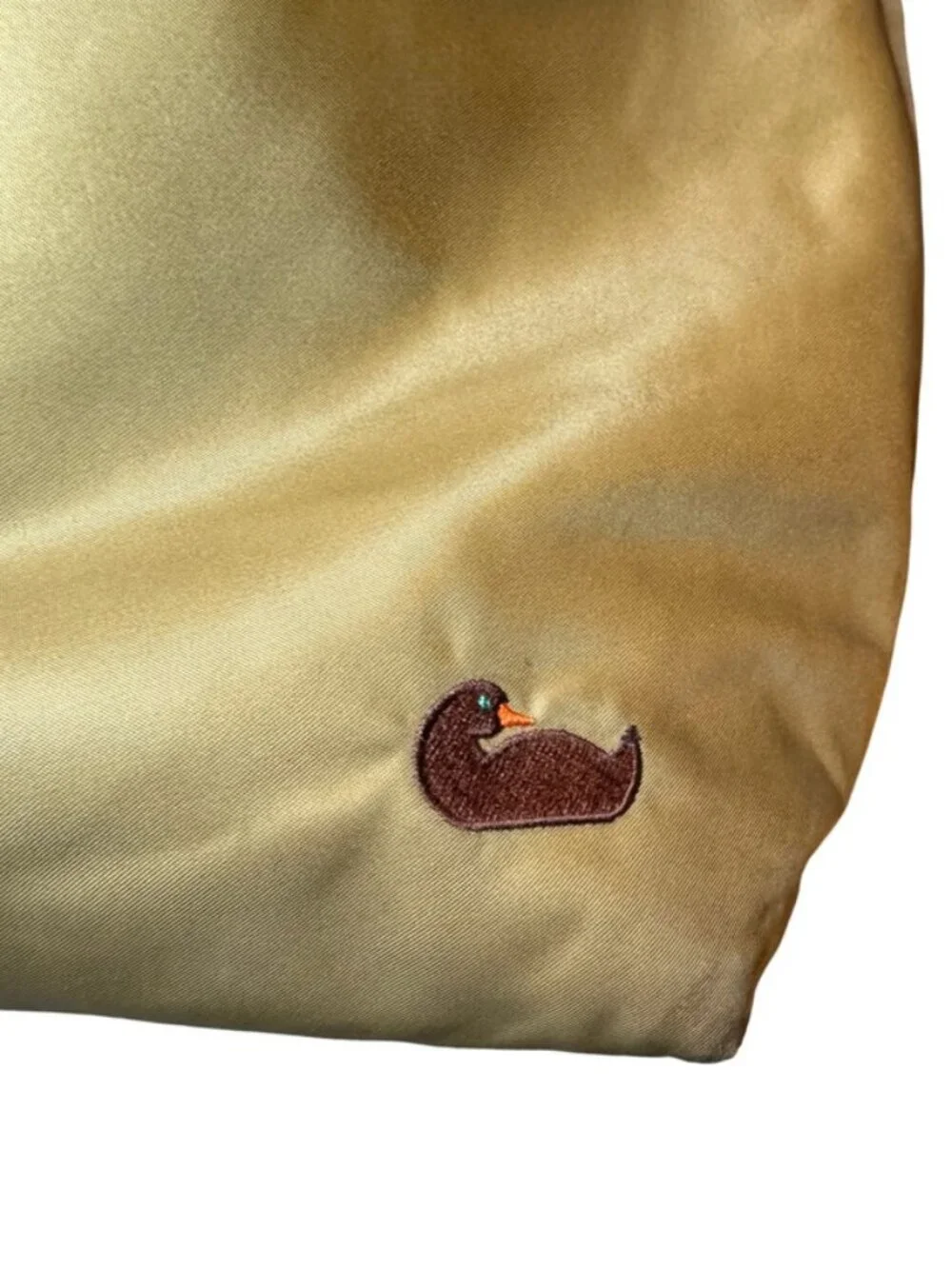 Dooney & Bourke Erica Large Hobo Bag Gold Nylon Brown Suede Trim Shoulder Bag